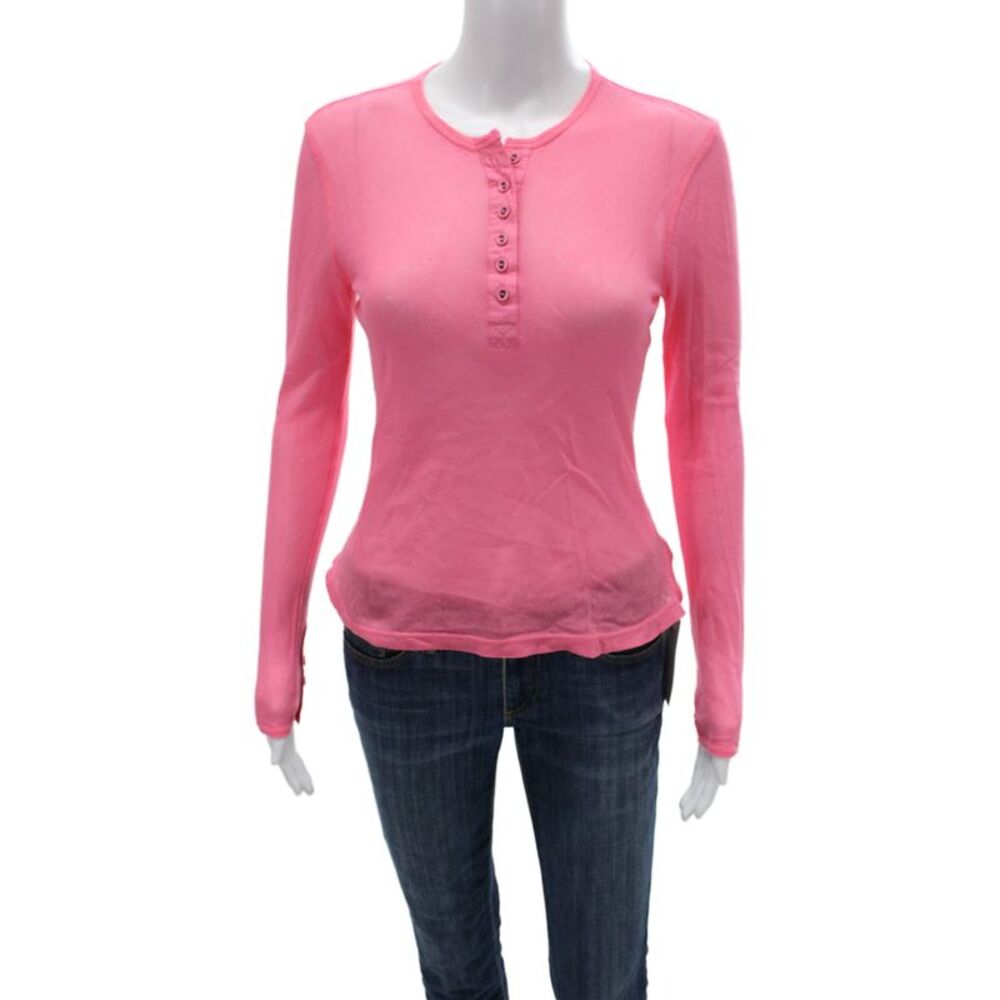 Ulla Johnson Womens Basic Pink Cotton Long Sleeve Button Up Top Size 0P